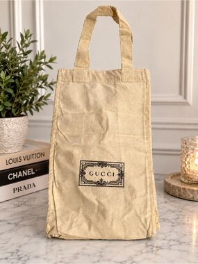 GUCCI Canvas Cream Tote Bag Cotton Unisex Dust Bag 15x7x4 New & Authentic